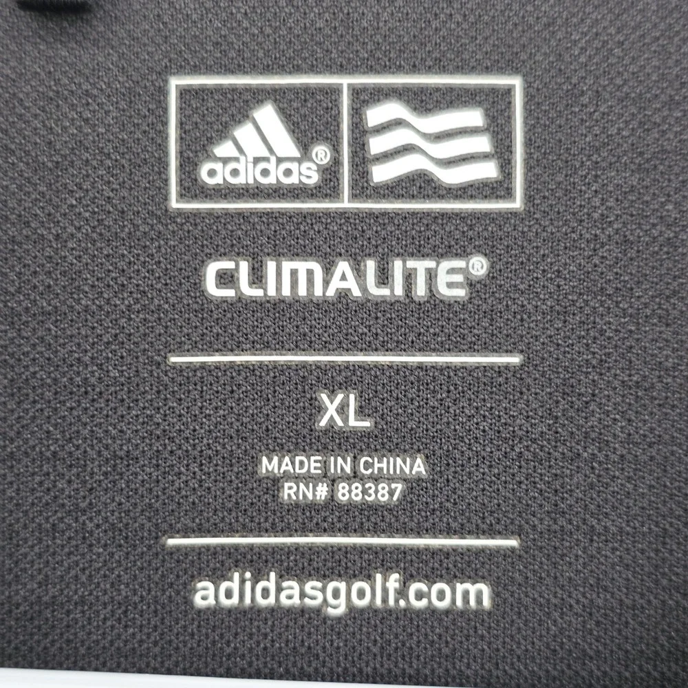 Adidas Golf Climalite Mens XL Polo Shirt Performance Black Short Sleeve Embroid